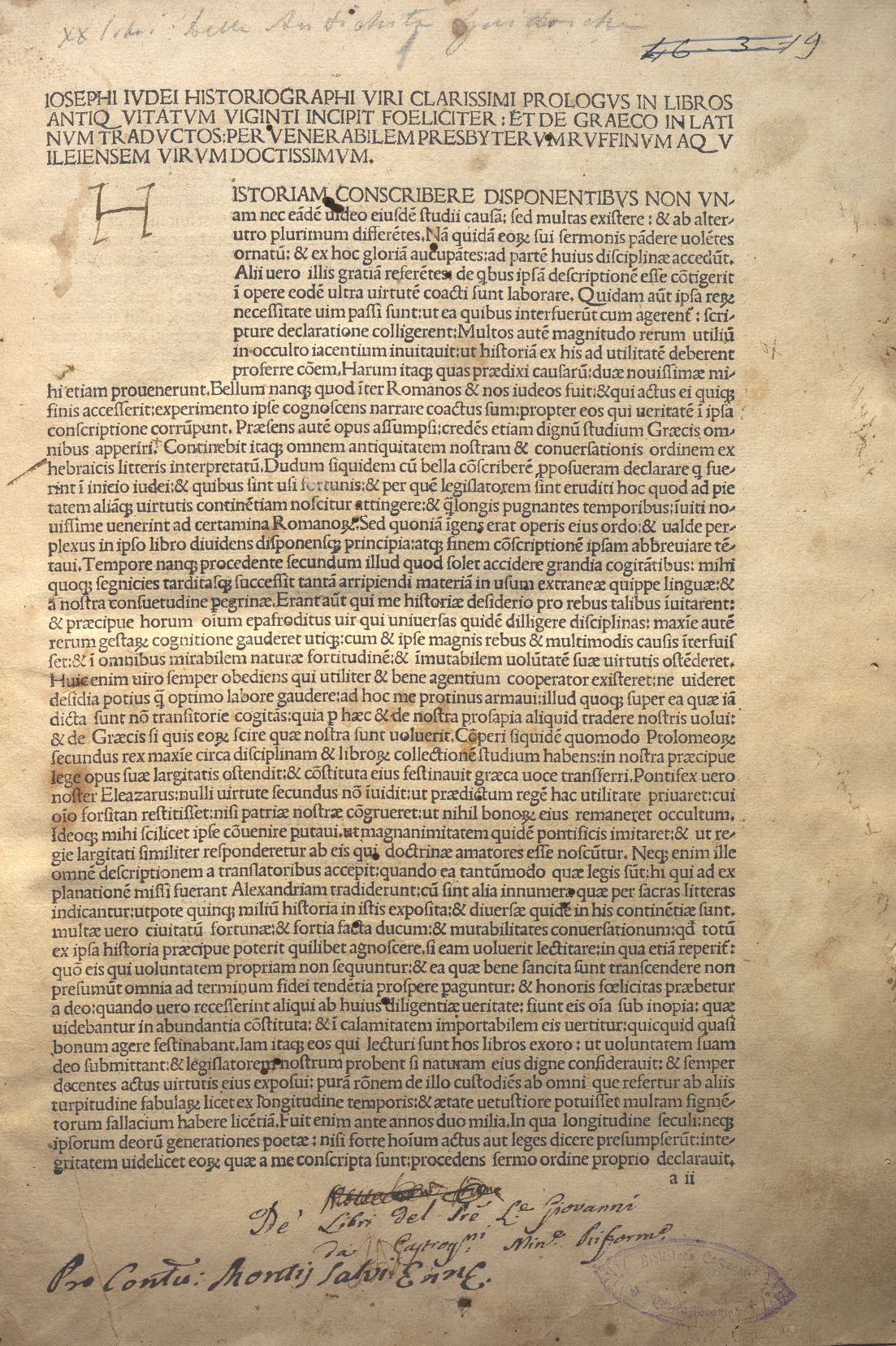 JOSEPHUS FLAVIUS, ANTIQUITATES JUDAICAE; DE BELLO JUDAICO; DE ANTIQUITATE JUDAICA CONTRA APIONEM. VENEZIA 1486